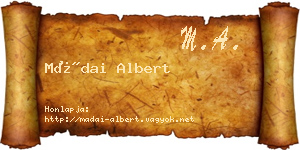 Mádai Albert névjegykártya